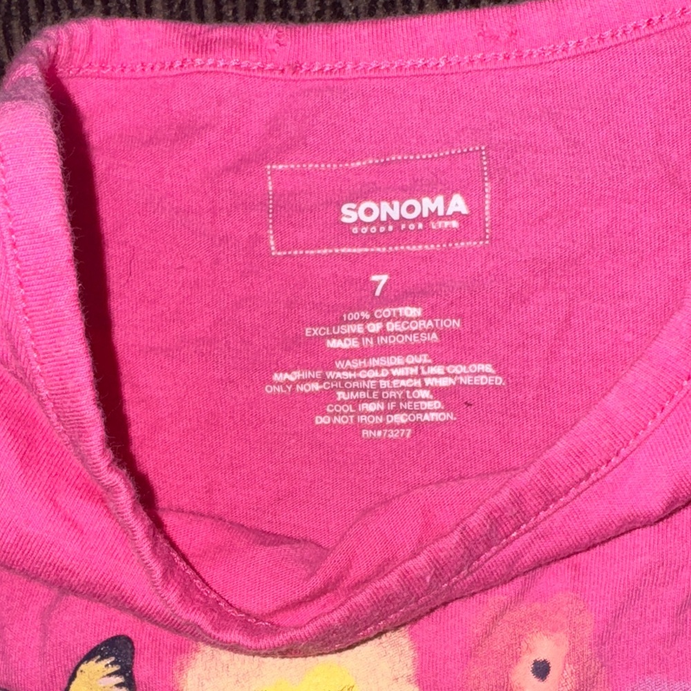 2 Shirts! Cat & Jack Blue shirt 6x size and Sonoma Pink Graphic Tee 7. - Picture 4 of 11